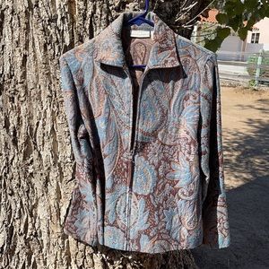 Chocolate brown and teal paisley jacket